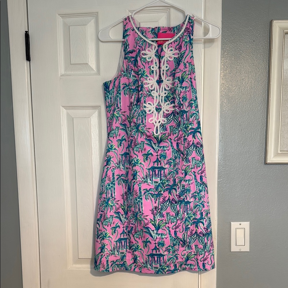 Lilly Pulitzer Pink and Green Palm Dress
